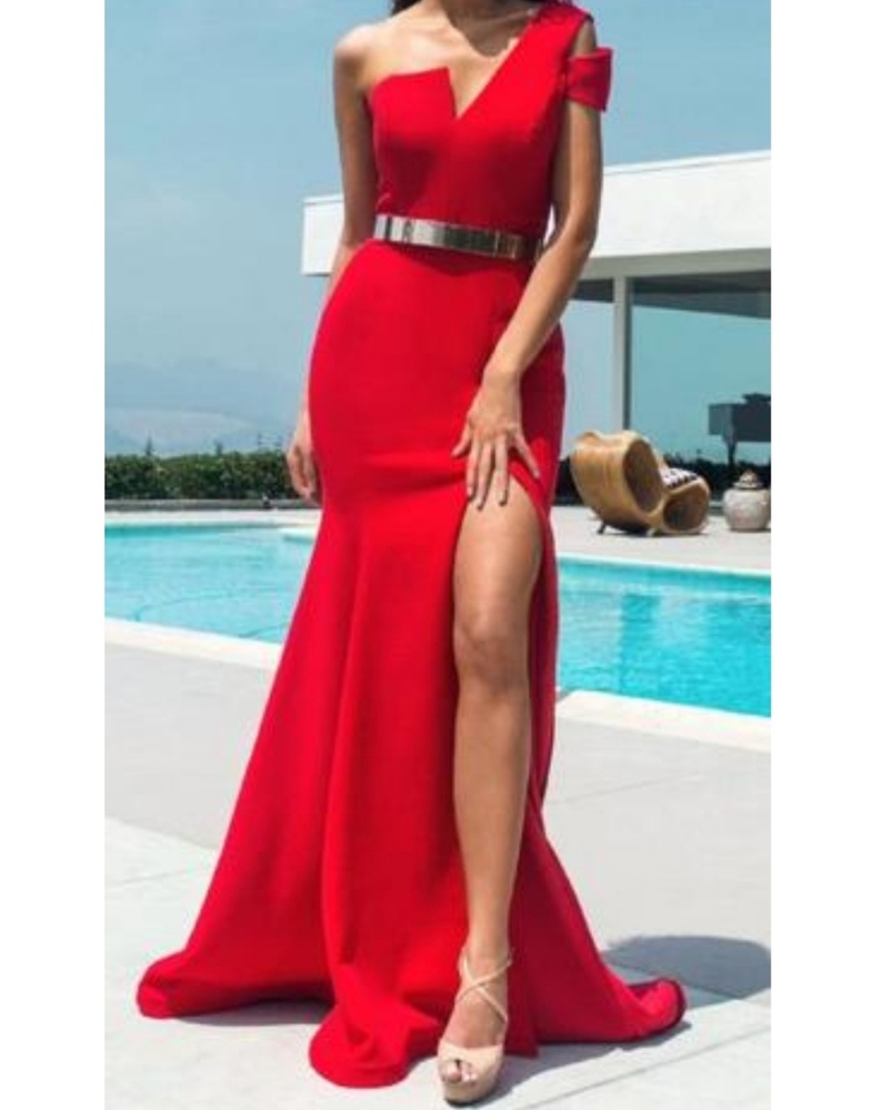 NWT Red One Shoulder Gown